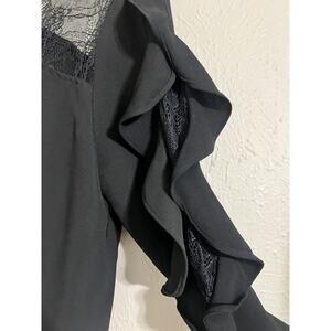 Zara Black Lace Ruffle Sleeve Accent Shift Dress XL